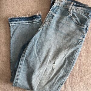 Express Light Blue Straight Ankle Jeans